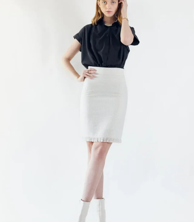 Luxe White Mini Tweed Skirt