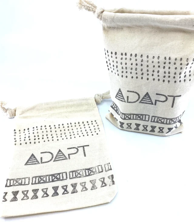 Hand Stamped, Adapt, Cotton Drawstring Pouches 4" x 6" - Image 7