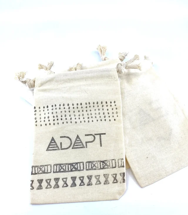 Hand Stamped, Adapt, Cotton Drawstring Pouches 4" x 6" - Image 8