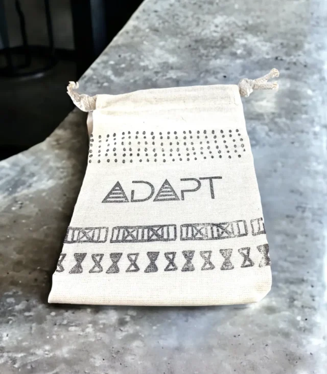 Hand Stamped, Adapt, Cotton Drawstring Pouches 4" x 6" - Image 5