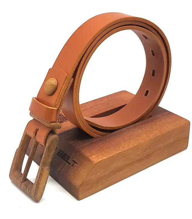 Powell Pride 308 - Elegant, Durable, and Eco-friendly Leather Belt with Wooden Buckle - Image 5