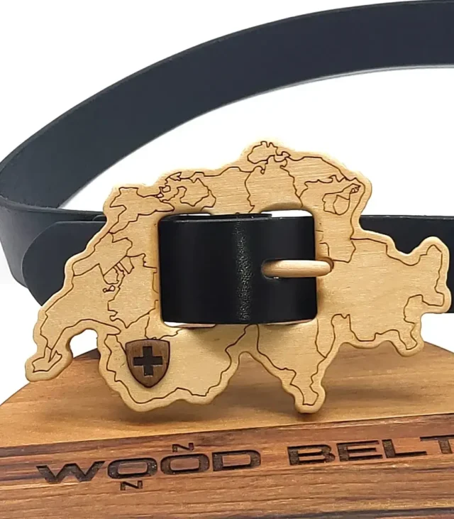 Olympus Home Switzerland 301 - Eco-Friendly Leather Belt with Customizable Wood Buckle - Image 3