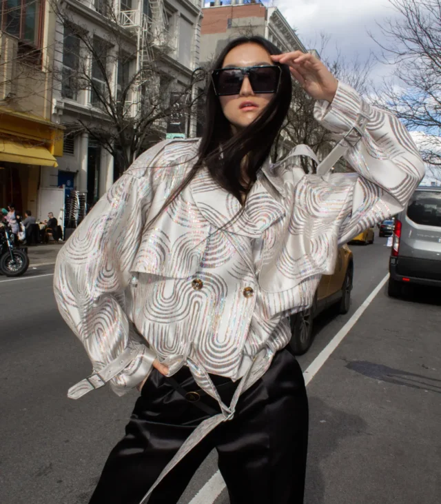 Jacqueline Bomber Jacket in Beige - Image 2