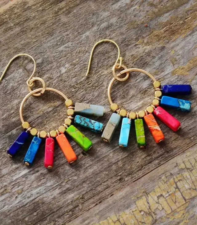 Chakra Earrings - Handmade Natural Stone Bohemian Jewelry