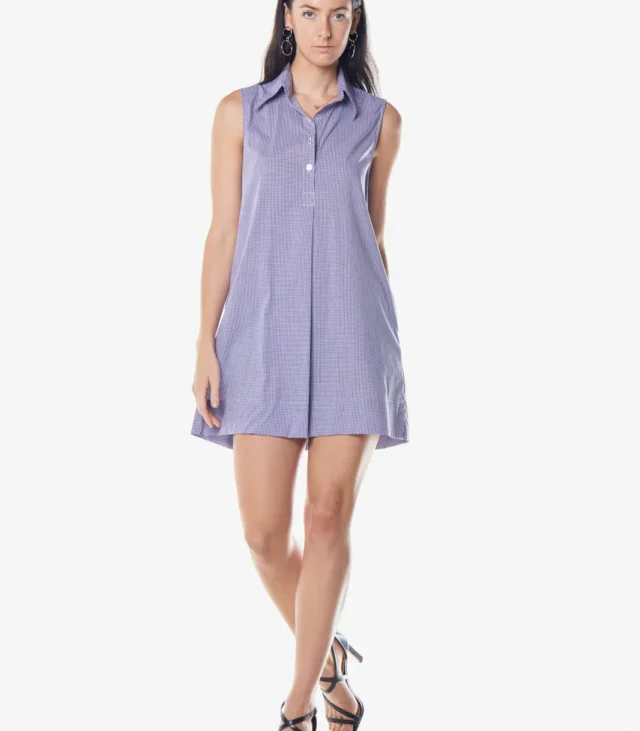 Italian Cotton Sleeveless Dress in Purple - Image 2