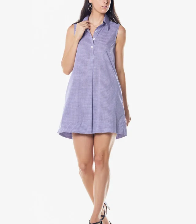 Italian Cotton Sleeveless Dress in Purple