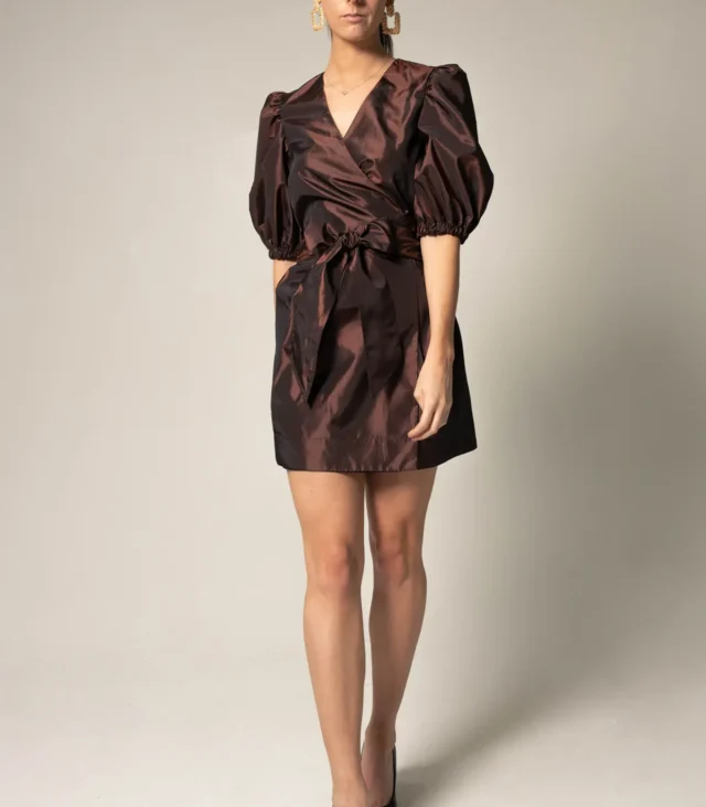 Power Bordeaux Red Wrap Dress - Image 3