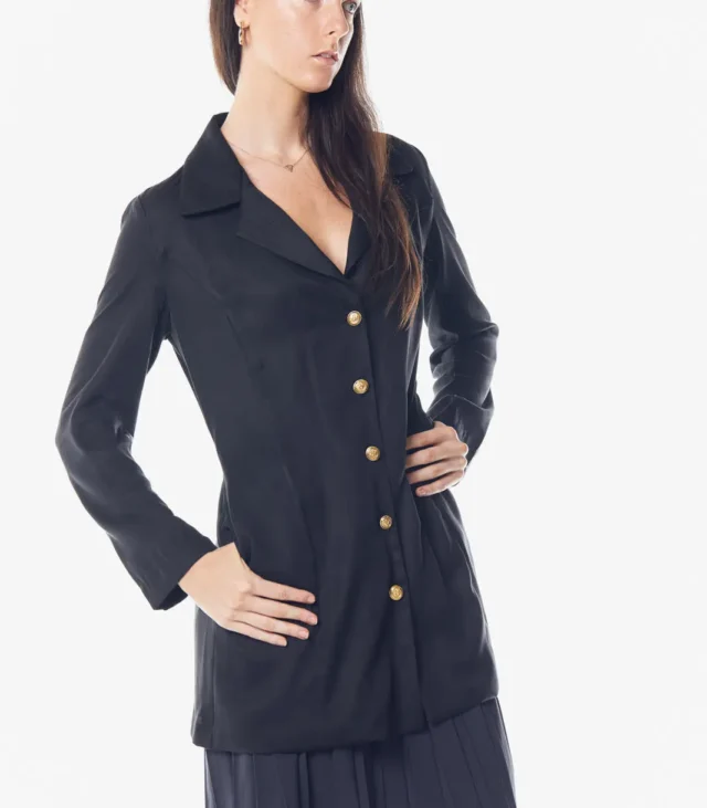 The Grace Long Blazer Dress in Black - Image 3