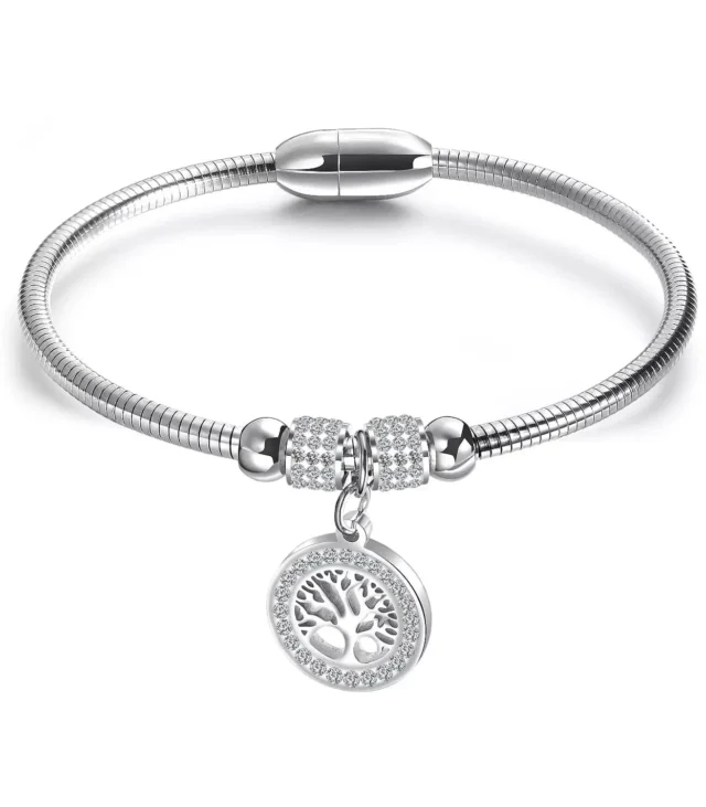 Stainless Steel Womens Tree of Life Bead Bracelet - Stylish, Durable, and Meaningful