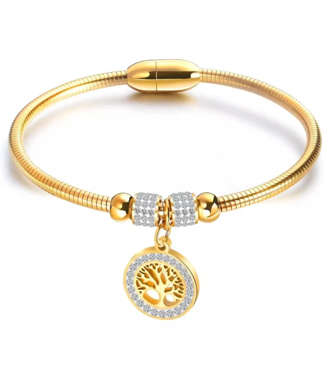 Stainless Steel Womens Tree of Life Bead Bracelet - Stylish, Durable, and Meaningful - Image 2