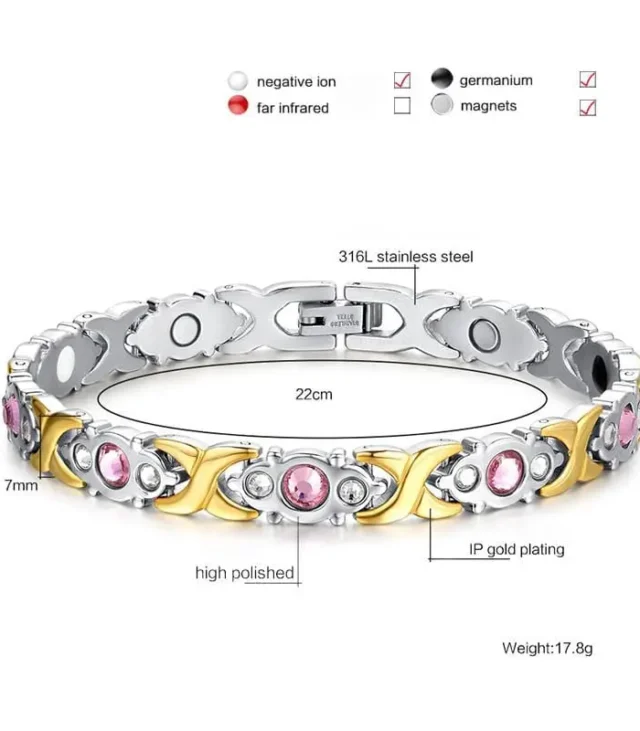 Stainless Steel Silver and Gold Magnetic Bracelets for Women - Stylish Design, Health Benefits, Adjustable Length - Image 2