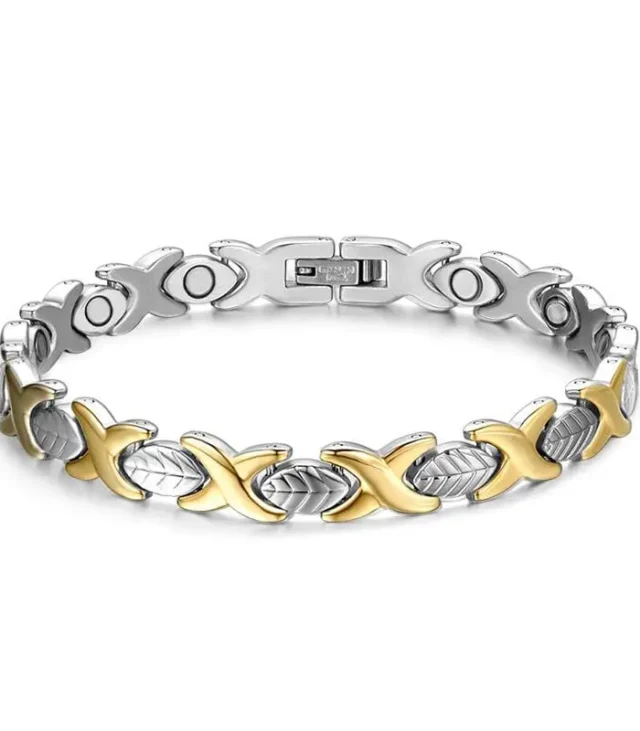 Leaf Gold Magnetic Health Bracelet for Women - Stylish Therapy Bracelet with Adjustable Length