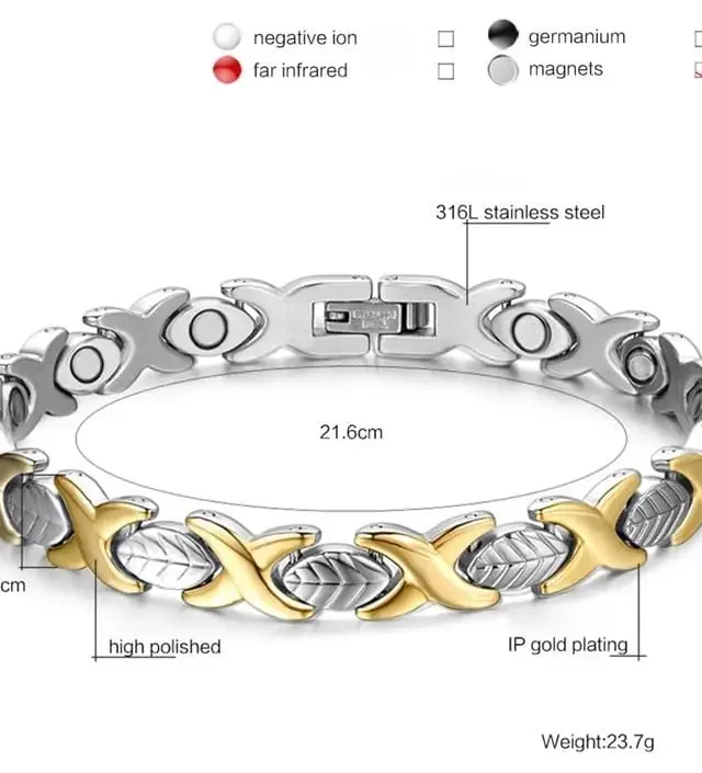 Leaf Gold Magnetic Health Bracelet for Women - Stylish Therapy Bracelet with Adjustable Length - Image 2