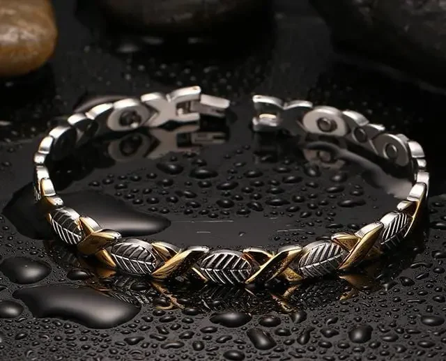 Leaf Gold Magnetic Health Bracelet for Women - Stylish Therapy Bracelet with Adjustable Length - Image 3