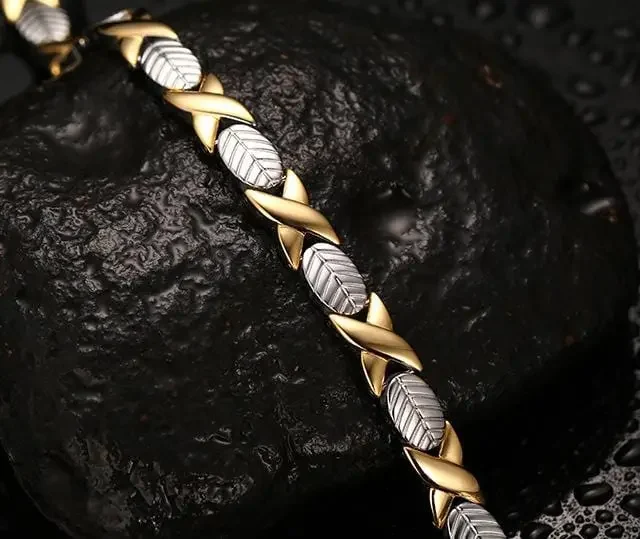 Leaf Gold Magnetic Health Bracelet for Women - Stylish Therapy Bracelet with Adjustable Length - Image 4