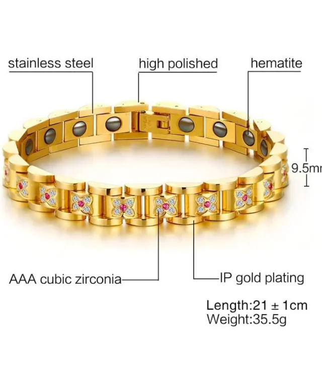 Shop Women Gold Magnetic Bracelet - Stylish and Health Benefiting Jewelry - Image 2