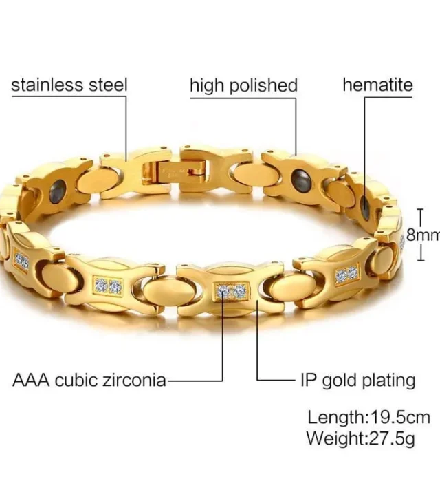 Shop Women's Magnetic Bracelets Gold - Stylish Design with Health Benefits - Image 2