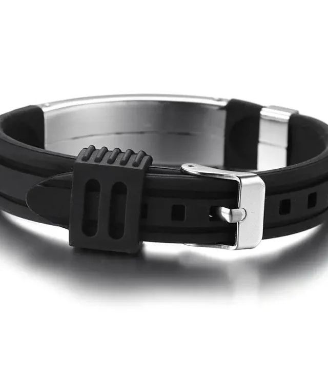 Custom Engraved Medical Alert Bracelet for Men & Women - Adjustable Stainless Steel, Black, 15mm Width - Image 2