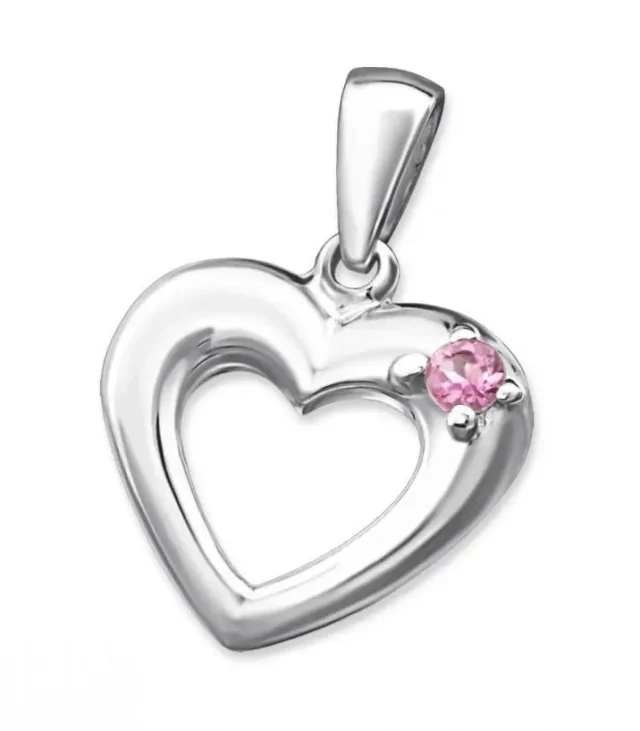 Elegant Sterling Silver Heart Pendant Necklace with Pink Gemstone - Perfect for Bracelets, Necklaces & Anklets - Image 3