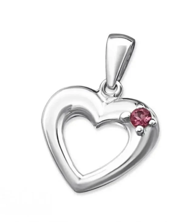 Elegant Sterling Silver Heart Pendant Necklace with Pink Gemstone - Perfect for Bracelets, Necklaces & Anklets - Image 5