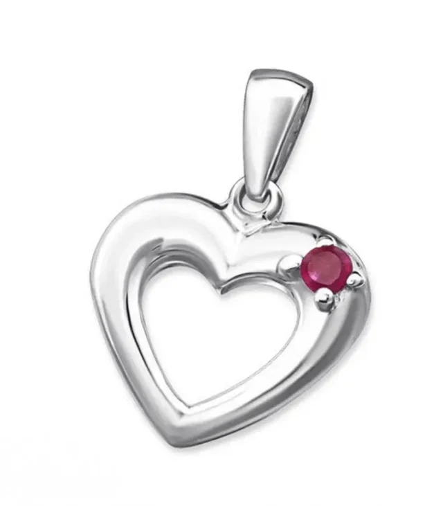 Elegant Sterling Silver Heart Pendant Necklace with Pink Gemstone - Perfect for Bracelets, Necklaces & Anklets - Image 6