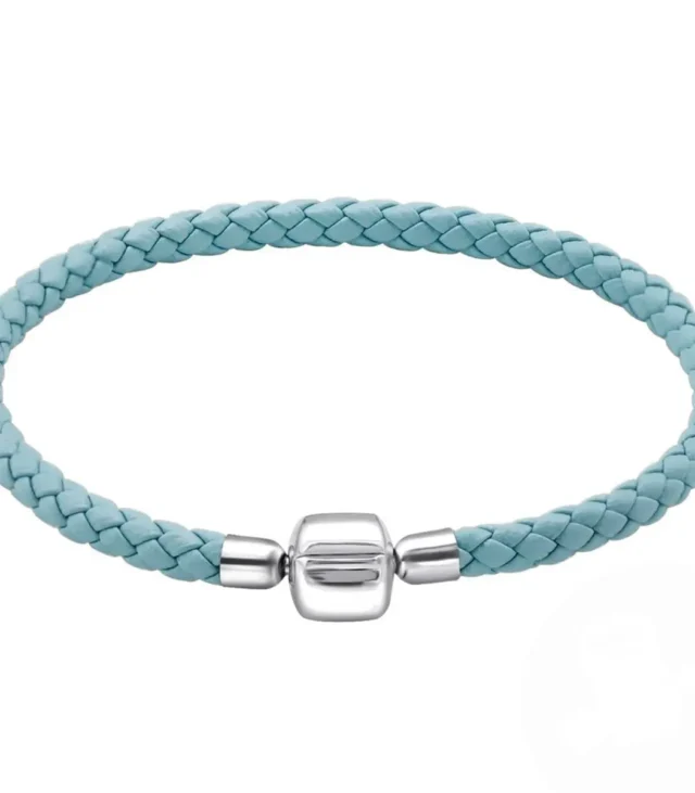 Blue Painted Leather Bracelet for Women - Elegant Italian Design