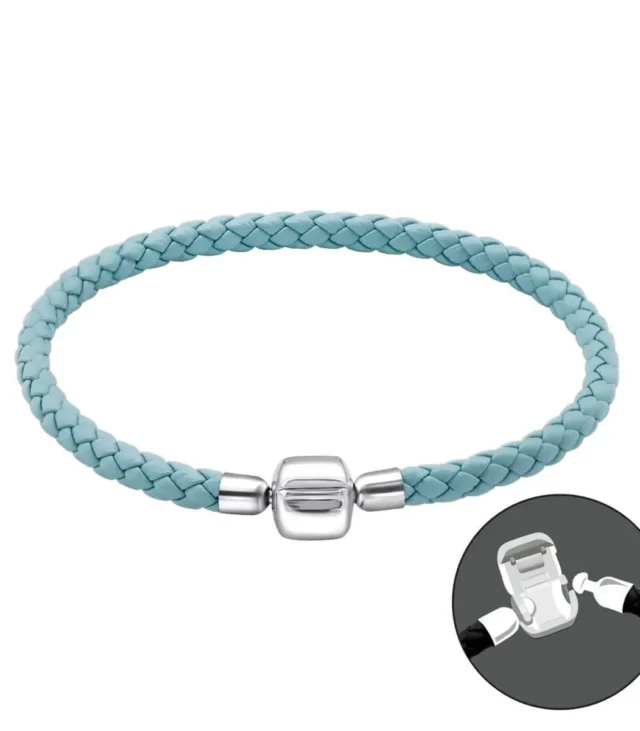 Blue Painted Leather Bracelet for Women - Elegant Italian Design - Image 2